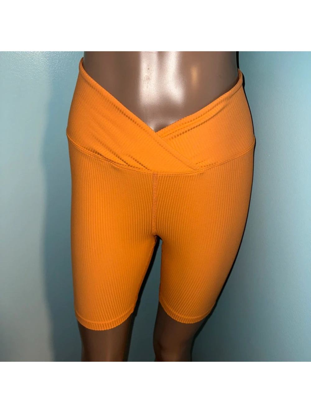 Year Of Ours Ribbed Biker Shorts Women's Orange Running M